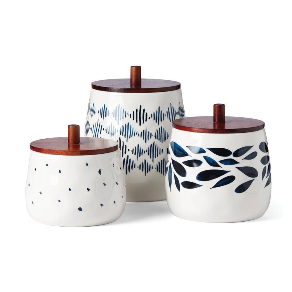 Blue Bay 3 -Piece Porcelain Canister Set - Hercitys