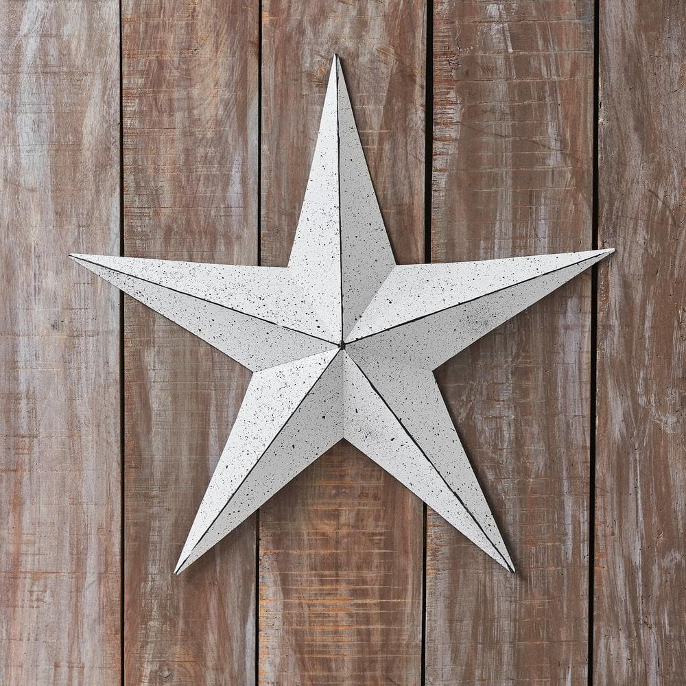 Mayflower Market Patriotic White 24 in. Faceted Metal Star Wall Hanger - Hercitys