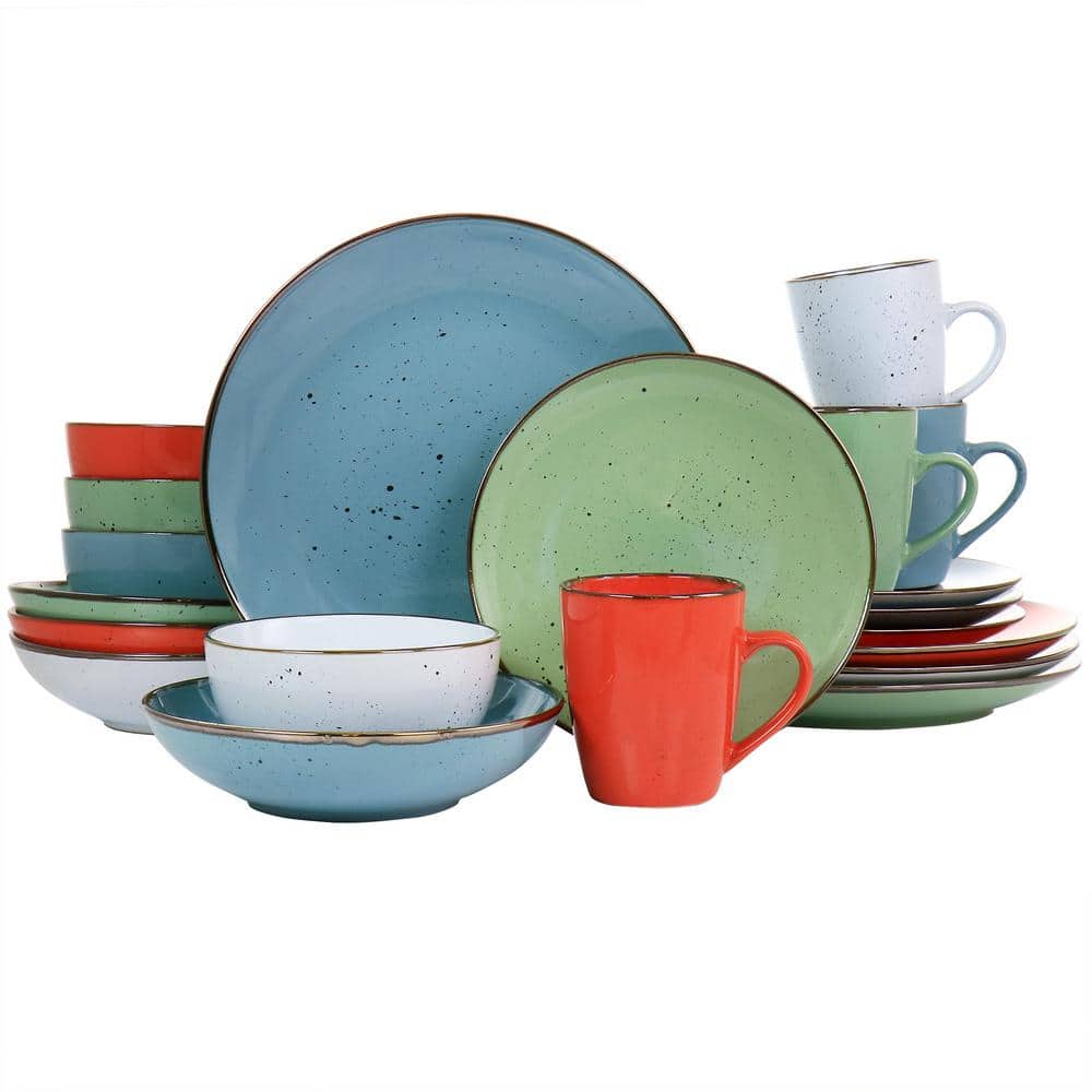 Evelyn 20 Piece Round Stoneware Dinnerware Set in Assorted Colors - Hercitys