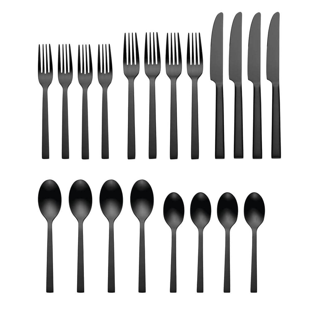 Chef’s Table 20-Piece Black 18/0-Stainless Steel Flatware Set (Service For 4) - Hercitys