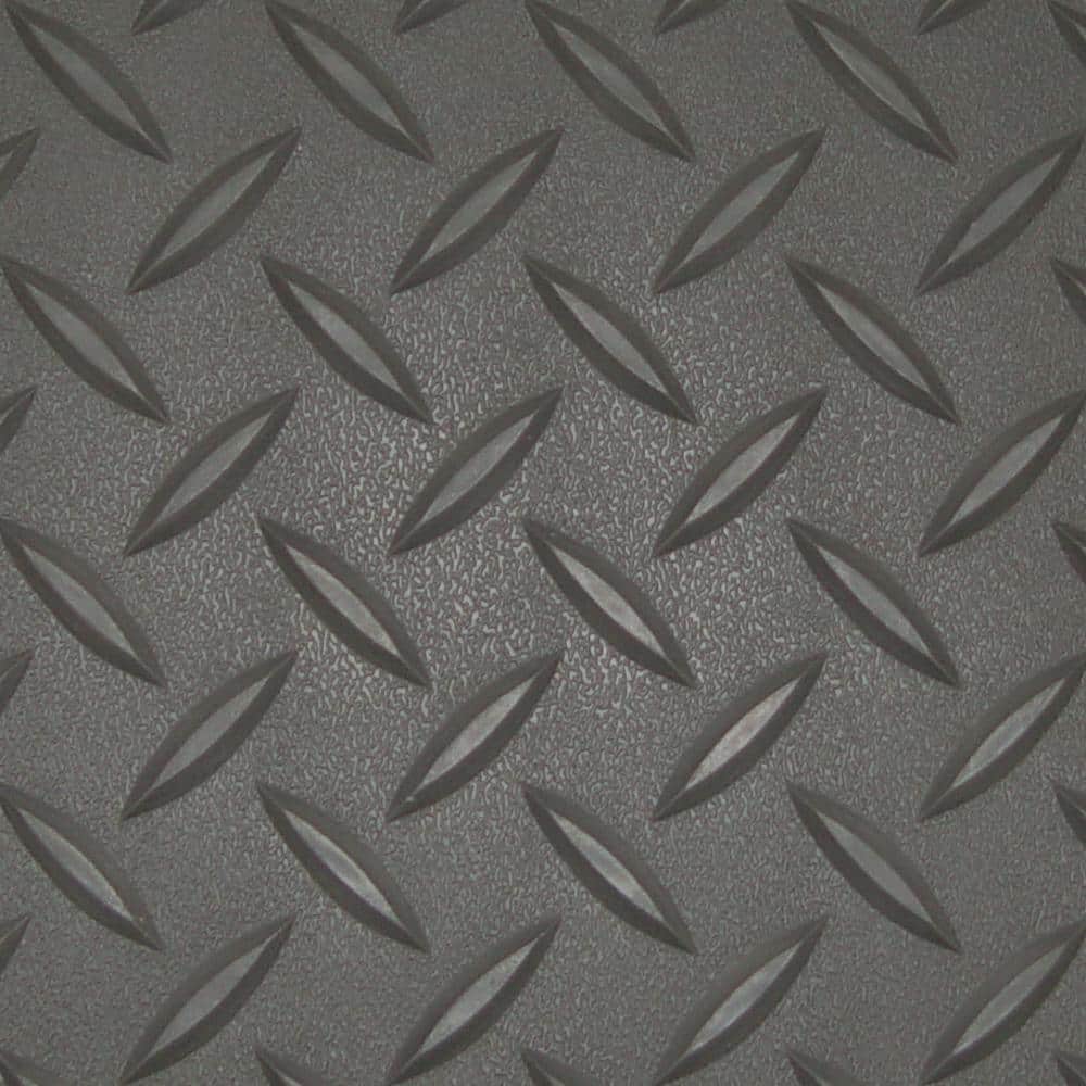 Textured Slip Resistant Diamond Plate 3 ft. x 5 ft. Charcoal Vinyl Garage Floor Mat, 23-Sizes Available - Hercitys