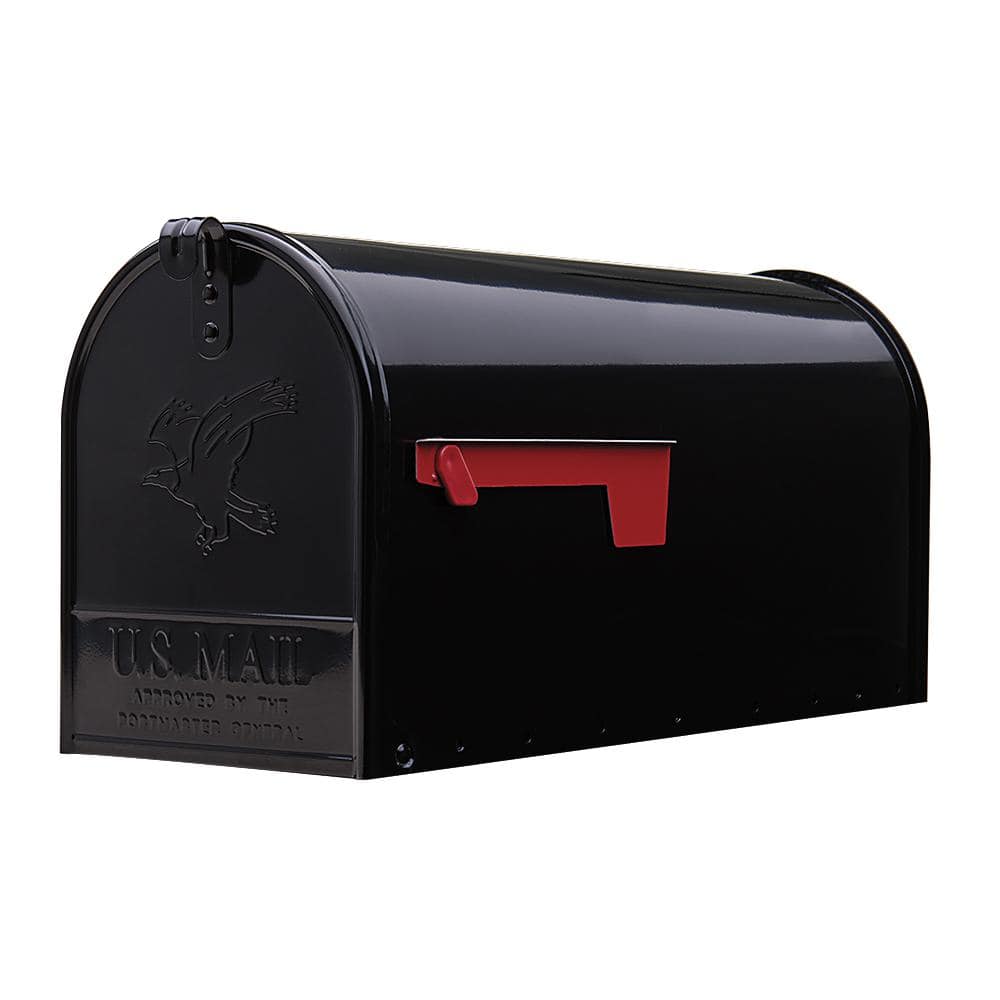 Elite Black, Large, Steel, Post Mount Mailbox - Hercitys