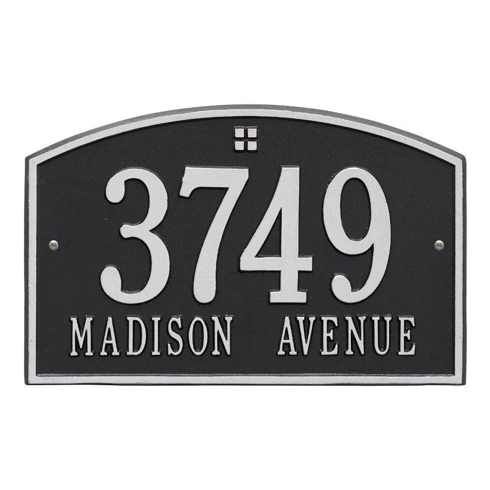 Cape Charles Standard Rectangular Black/Silver Wall 2-Line Address Plaque - Hercitys