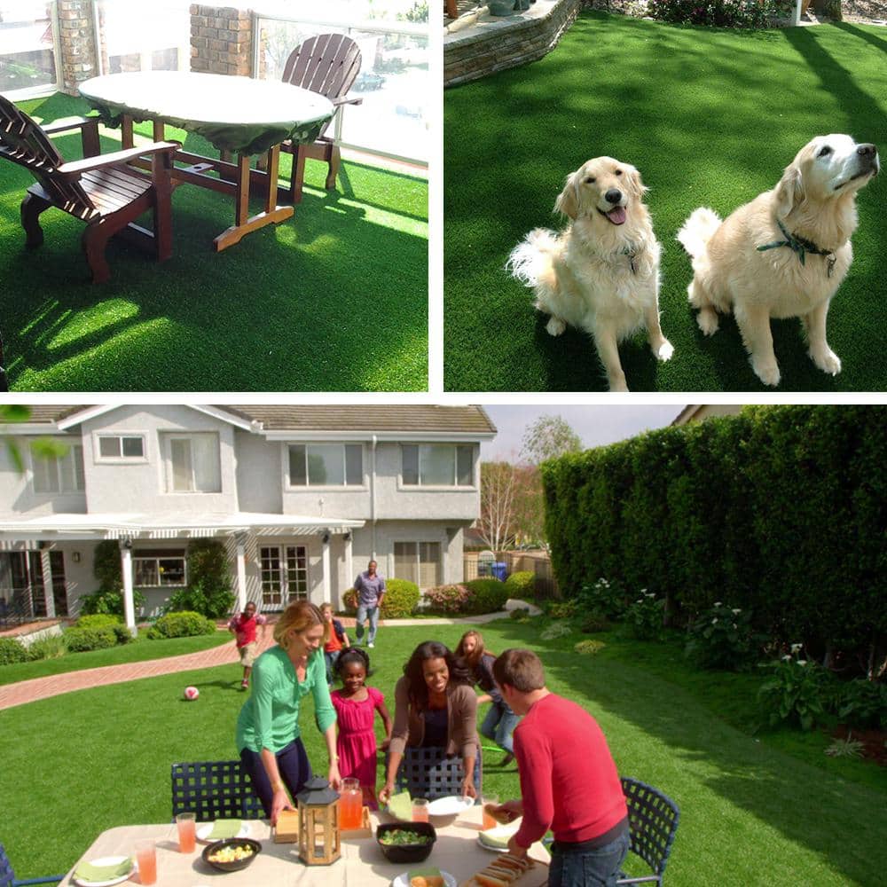 Premium Deluxe 1.38in Pile Height 8 ft. W x Cut to Length Green Artificial Grass Turf - Hercitys