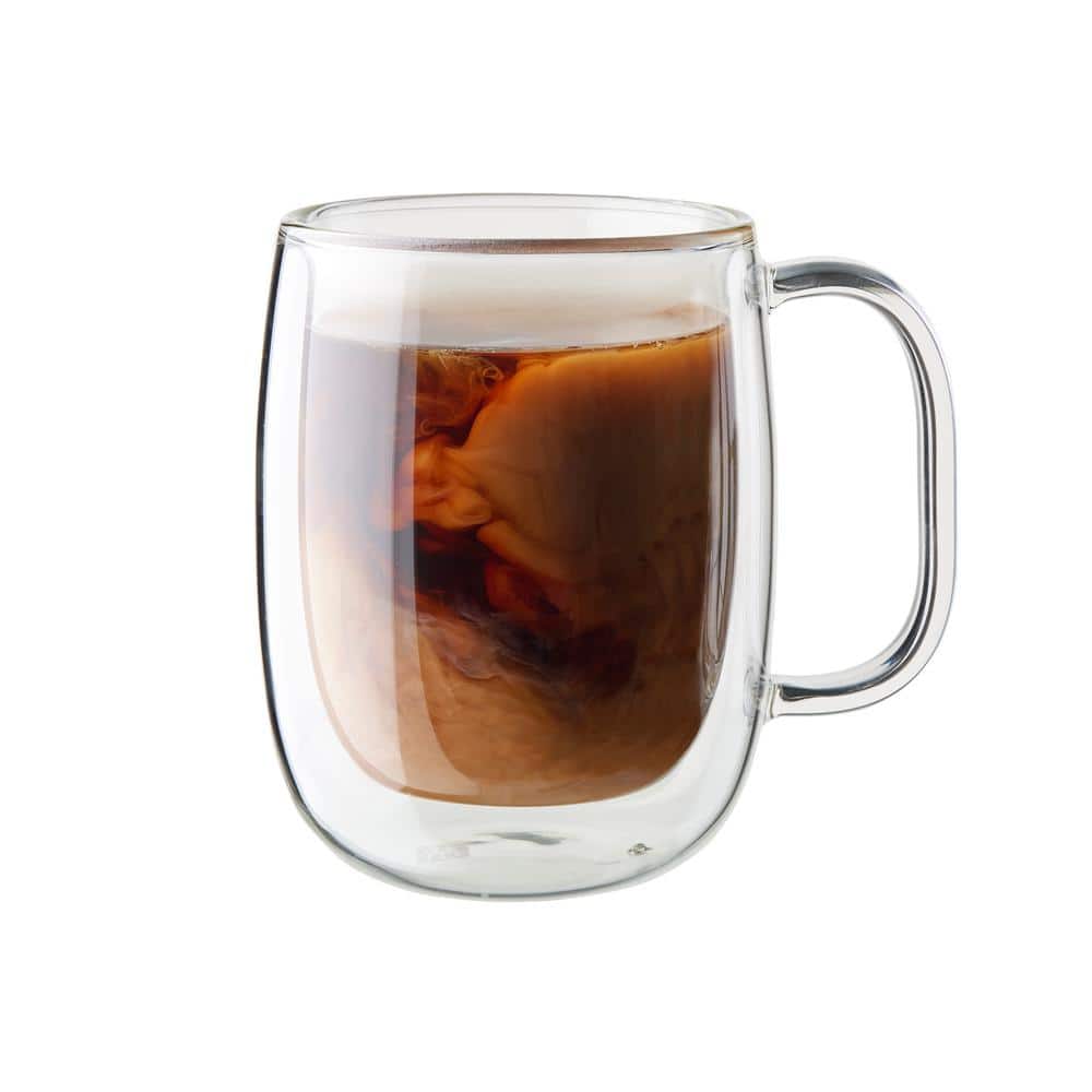 Sorrento Plus 2-pc Double-Wall Glass Coffee Mug Set, Clear - Hercitys