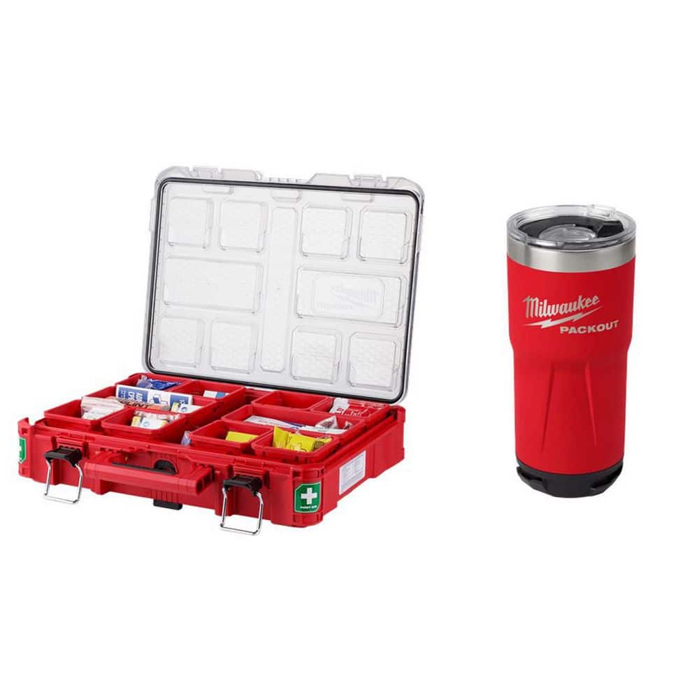 Class B Type 3-Packout First Aid Kit (193-Piece) with PACKOUT Red 20 oz. Tumbler - Hercitys