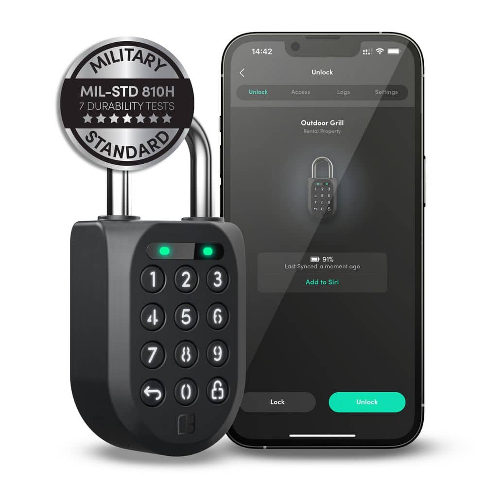 Smart Padlock 2, with Mobile app (iOS/Android) – No WiFi Needed, Waterproof and Rechargeable - Hercitys