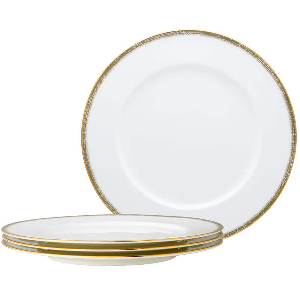 Haku 11 in. (White) Bone China Dinner Plates, (Set of 4) - Hercitys