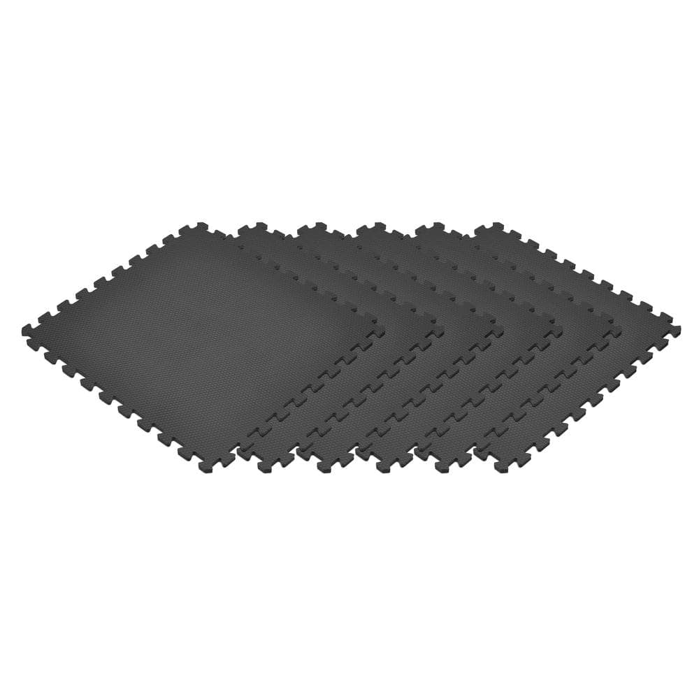 Black 24 in. x 24 in. EVA Foam Non-Toxic Solid Color Interlocking Tiles (144 sq. ft. – 36 tiles) - Hercitys