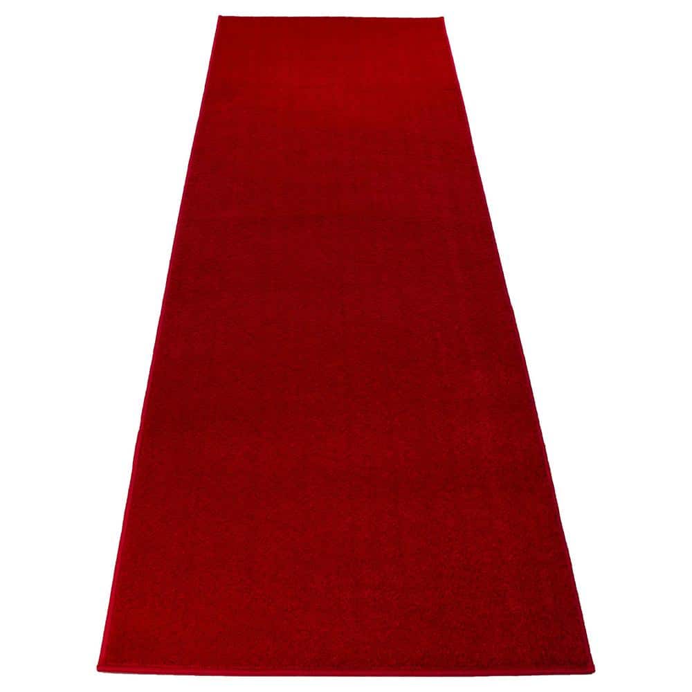Solid Euro Red 31 in. x 17 ft. Your Choice Length Stair Runner - Hercitys