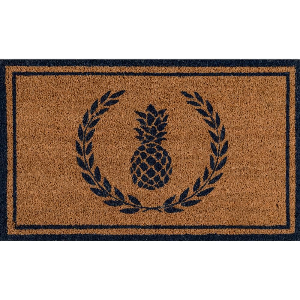 Park Pineapple Navy and Natural 1 ft. 6 in. x 2 ft. 6 in. Indoor/Outdoor Doormat - Hercitys
