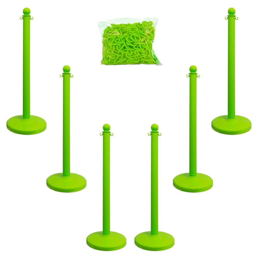 Medium Duty Safety Green Stanchion and Chain Kit - Hercitys