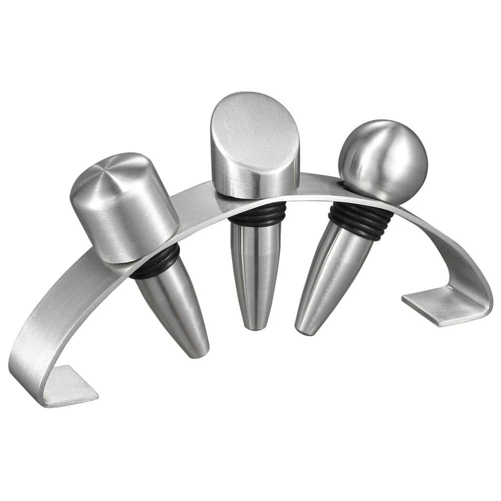 Barlow Stainless Steel Wine Stoppers with Arched Stand (Set of 3) - Hercitys