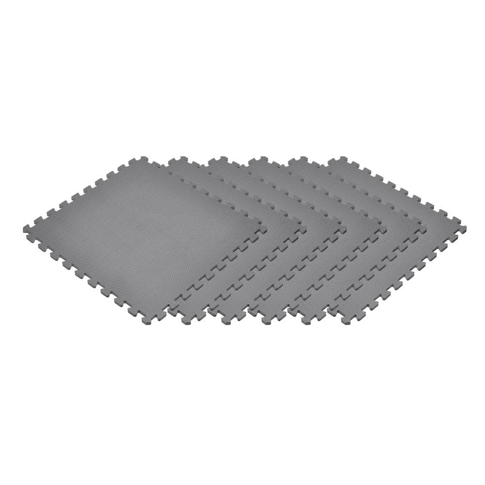 Gray 24 in. x 24 in. EVA Foam Non-Toxic Solid Color Interlocking Tiles (72 sq. ft. – 18 tiles) - Hercitys