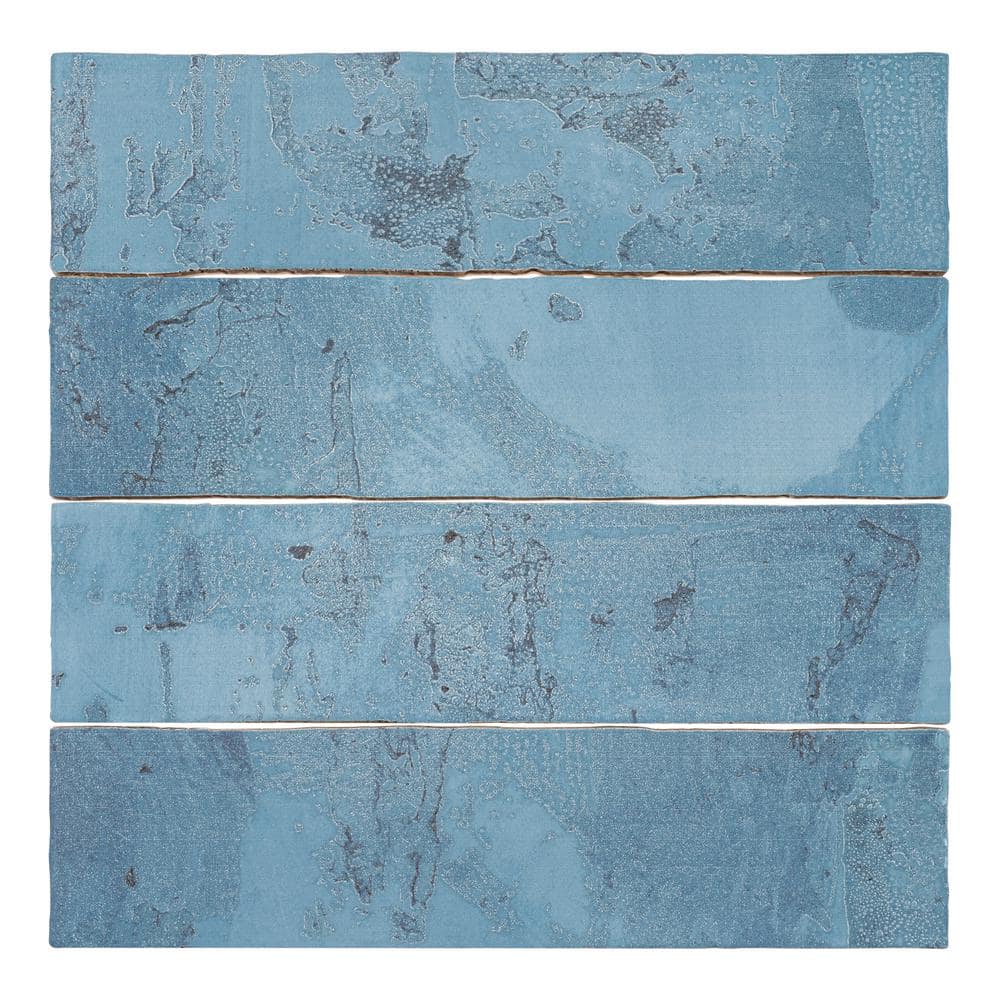 Splash Neptune Blue 3-in. x 12-in. Subway Vintage Look Matte and Glossy Ceramic Wall Tile (4.85 sq. ft./Case) - Hercitys