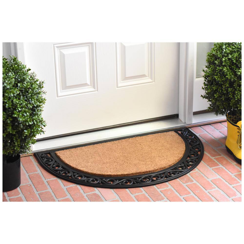 Ornate Scroll 30 in. x 48 in. Coir Monogrammed Door Mat (Letter T) - Hercitys