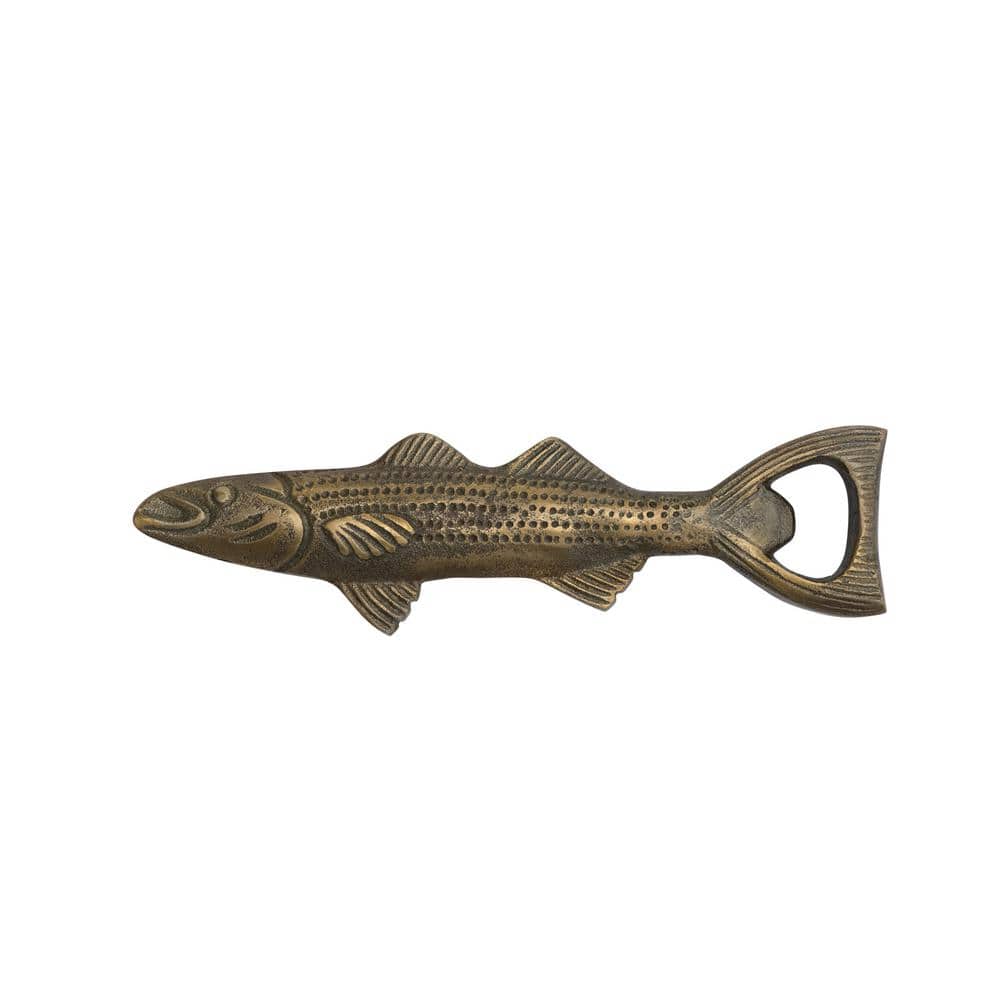 Antique Gold Cast Aluminum Fish Shaped Bottle Opener - Hercitys