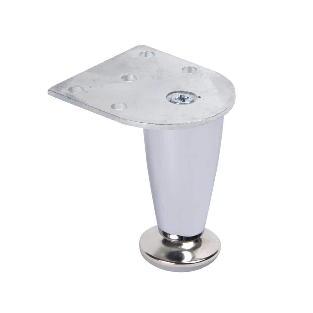 Metal Round Taper Leg with Pre-Drilled Holes, 3 in. H – Chrome Finish – Self Leveling Foot – DIY Home Furniture Decor - Hercitys