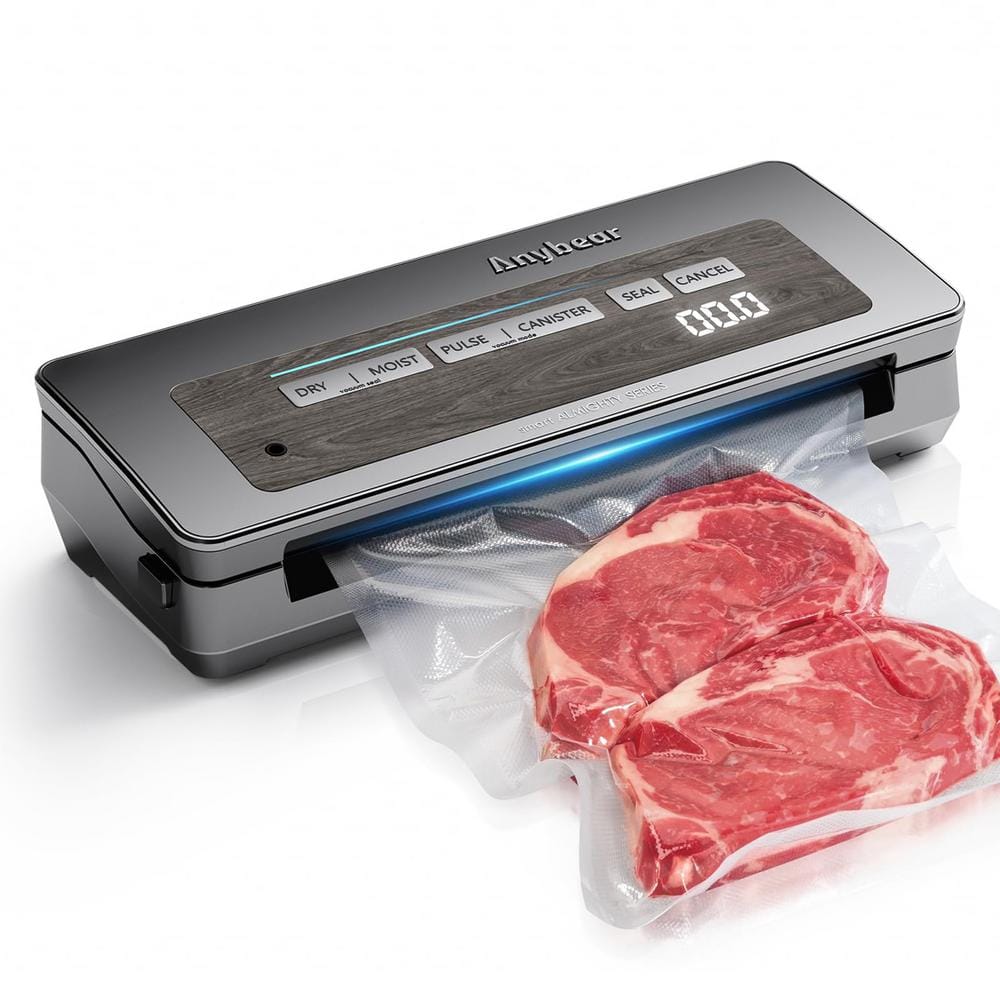 90kPa 100W Wide Seal All-IN-1 Powerful Food Storage Vacuum Sealer Machine Gray with 2 Bag Rolls and 5pcs Pre-cut Bags - Hercitys