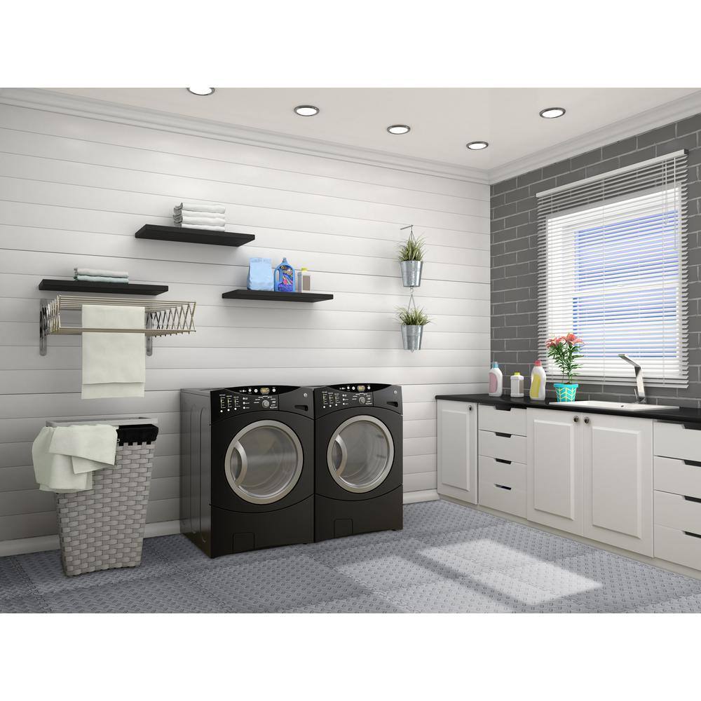 Gray 24 in. x 24 in. EVA Foam Solid Color Diamond Plate Interlocking Tile (18-Tile) - Hercitys