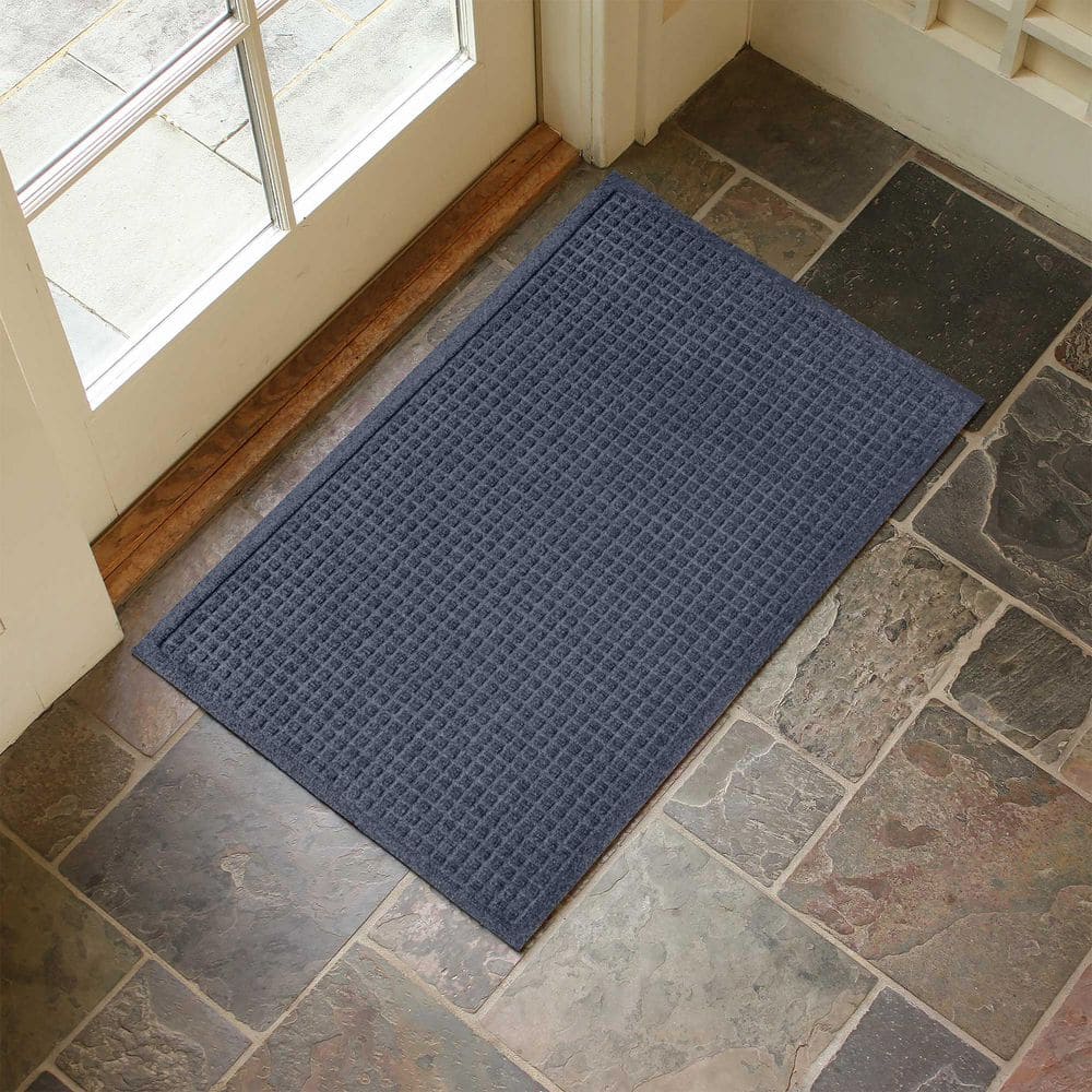 Waterhog Squares 23 in. x 35 in. PET Polyester Indoor Outdoor Door Mat Navy - Hercitys