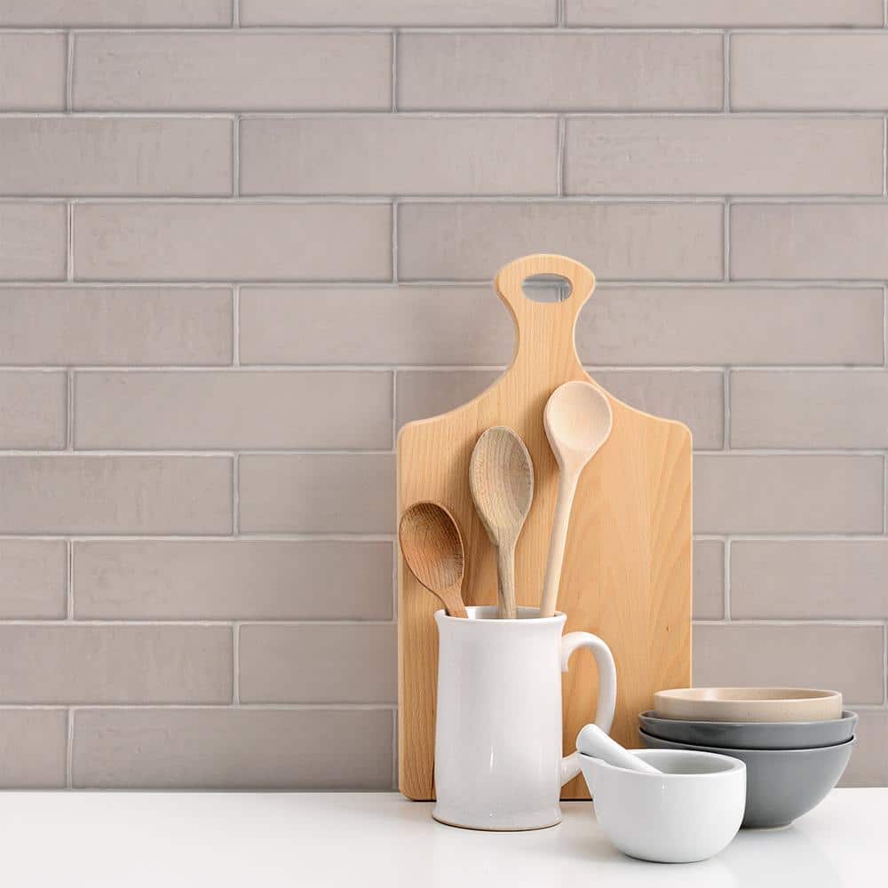 Taza Grey 2.5 in. x 9.75 in. Glossy Textured Ceramic Wall Tile (5.38 sq. ft./Case) - Hercitys