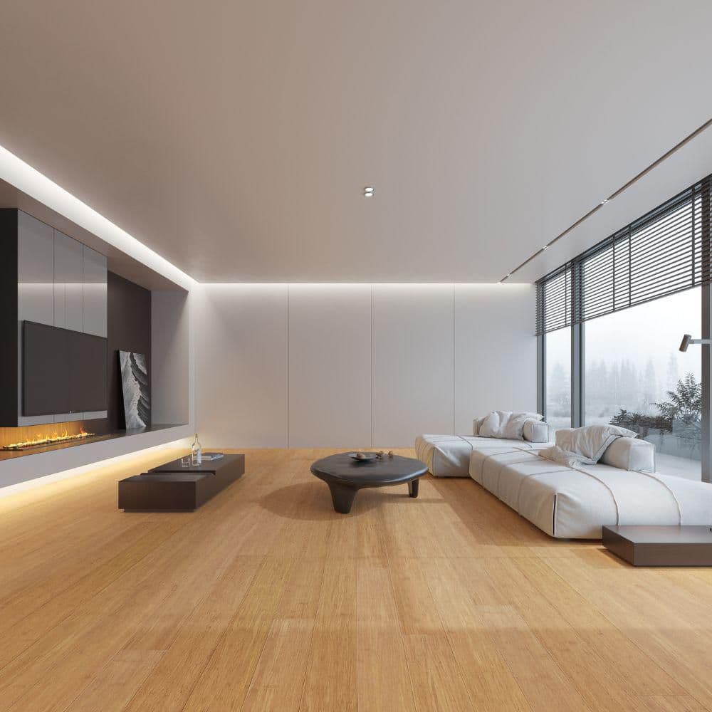 Strand Woven Savory Champagne 1/2″ T x 5″ W x 72-7/8″ L, T and G, Prefinished, Bamboo Flooring (20.7 sq. ft. /case) - Hercitys