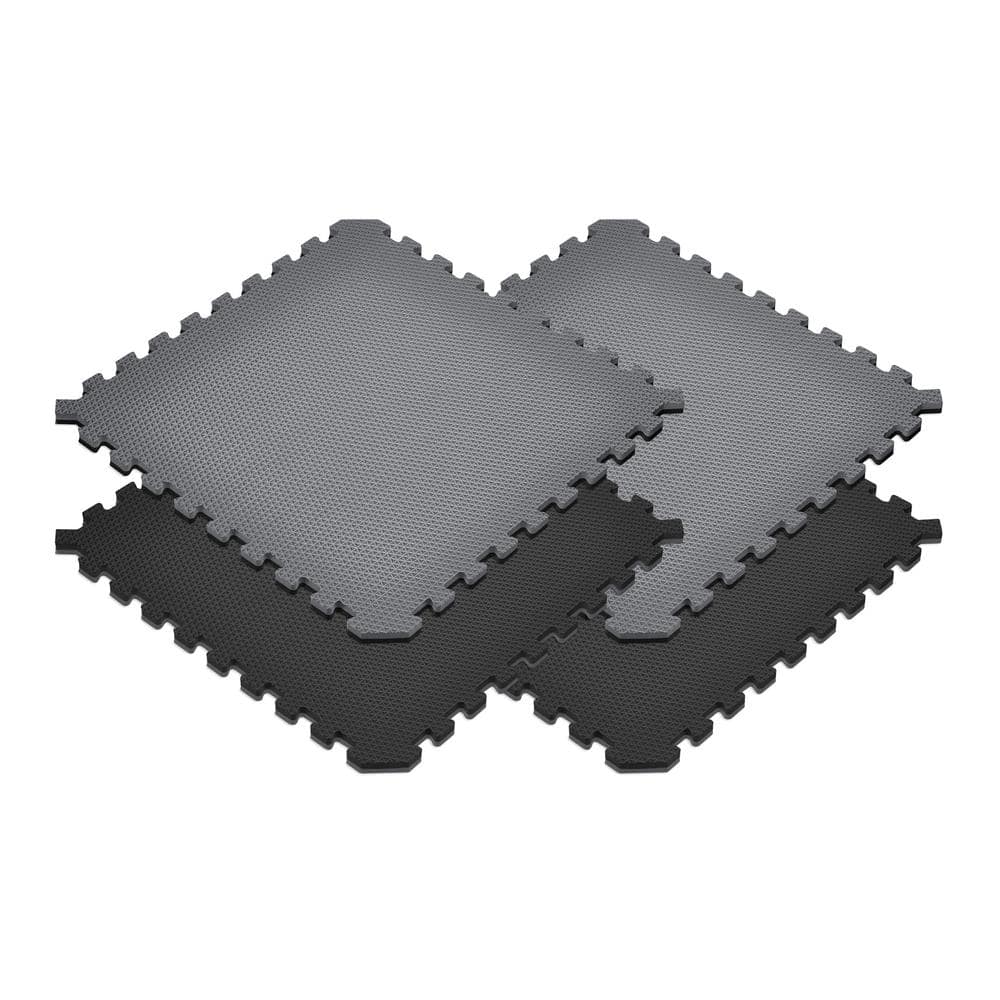 Gray/Black 24 in. x 24 in. EVA Foam Truly Reversible Sport MMA Interlocking Tile (16-Tile) - Hercitys