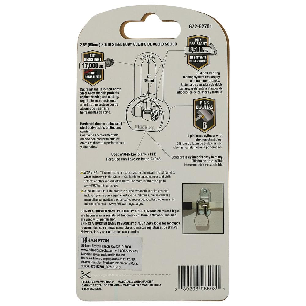 63.5 mm Solid Steel Commercial Padlock with Boron Shackle - Hercitys