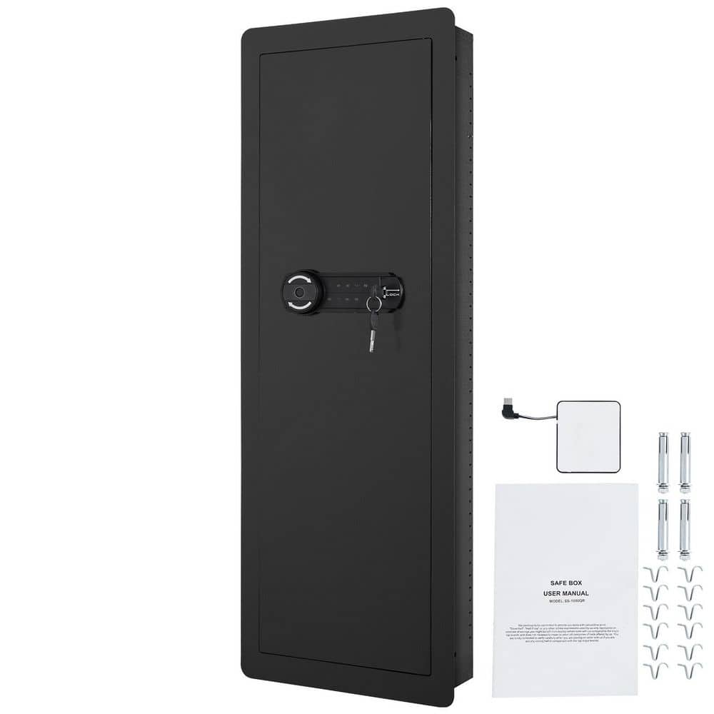 Tall Wall Gun Safe, 42.91 in. Hidden Gun Safe with Keypad, Q235 Cold-Rolled Steel Gun Safe LED Light, Holster and Stock - Hercitys