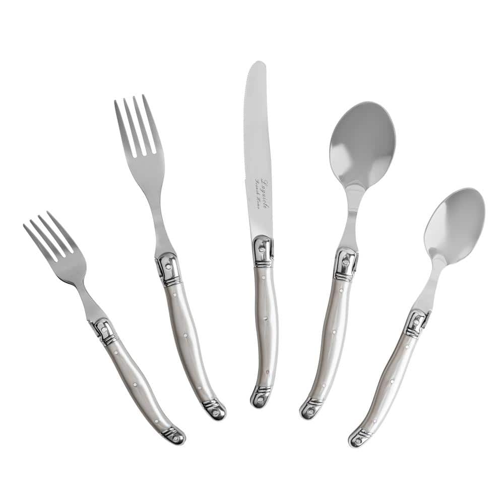 French Home 20-Piece Laguiole Flatware Set, Service for 4 in Pewter - Hercitys