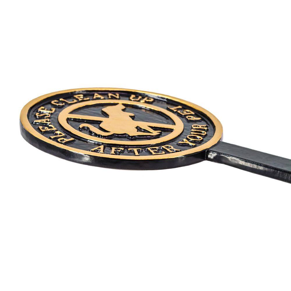 Please Clean Up After Your Pet Statement Plaque with 4.5 in. Lawn Stake – Black/Gold - Hercitys