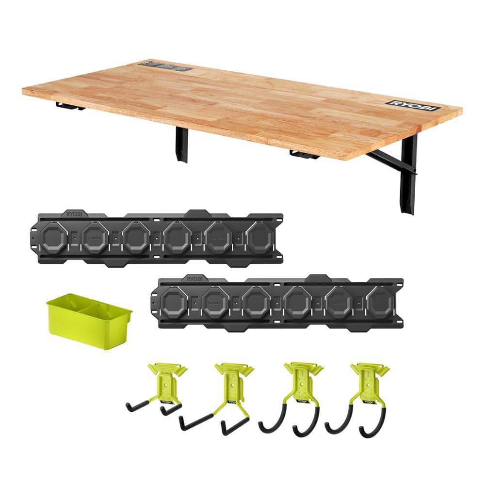 Wall Mounted Stow Away Worktable with LINK 7-Piece Wall Storage Kit - Hercitys
