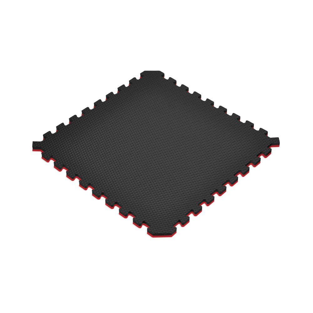 Black/Red 24 in. x 24 in. x 0.79 in. Foam Reversible Interlocking Floor Mat (4-Pack) - Hercitys