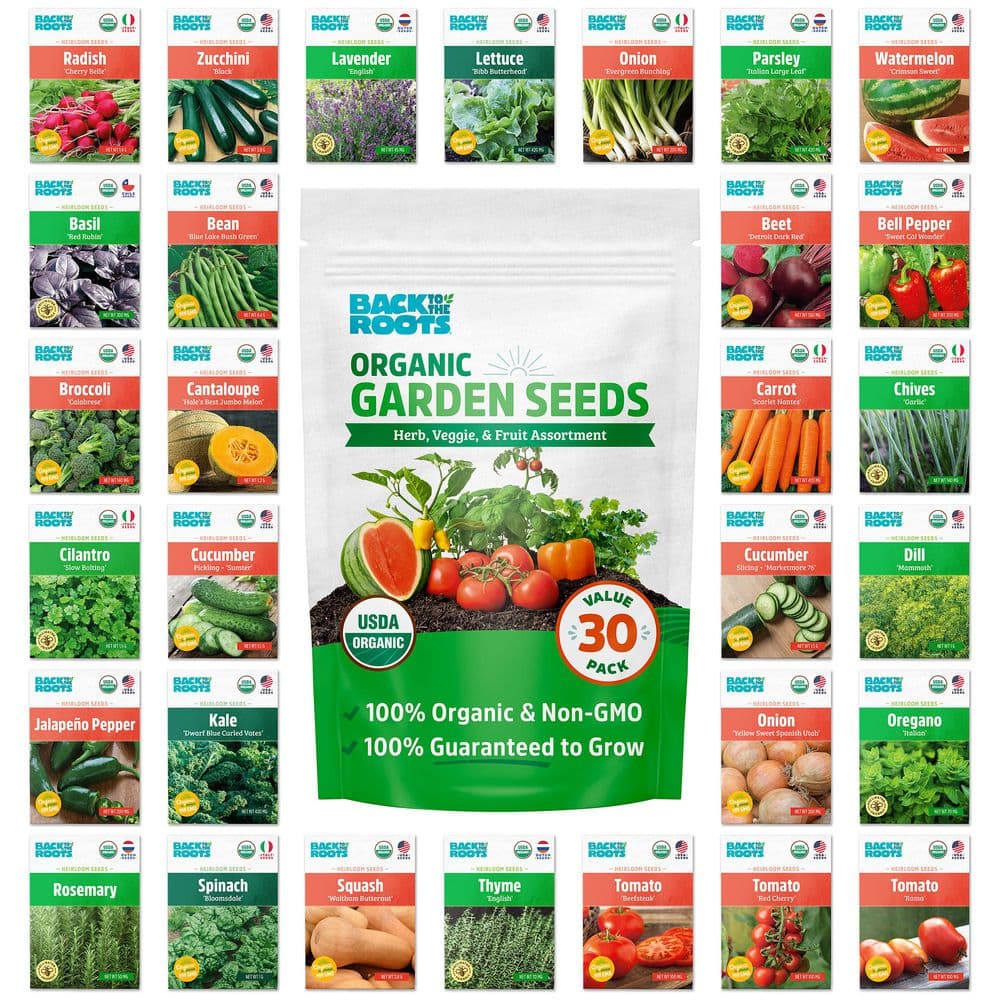 Organic Herbs and Veggies Seeds Variety (30-Pack) - Hercitys