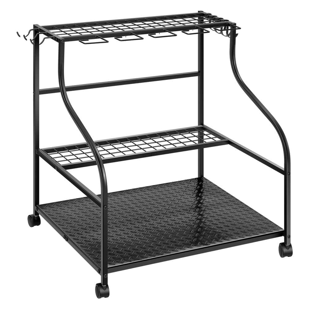 Steel Garden Tool Rack for Garage Shed with Wheels - Hercitys
