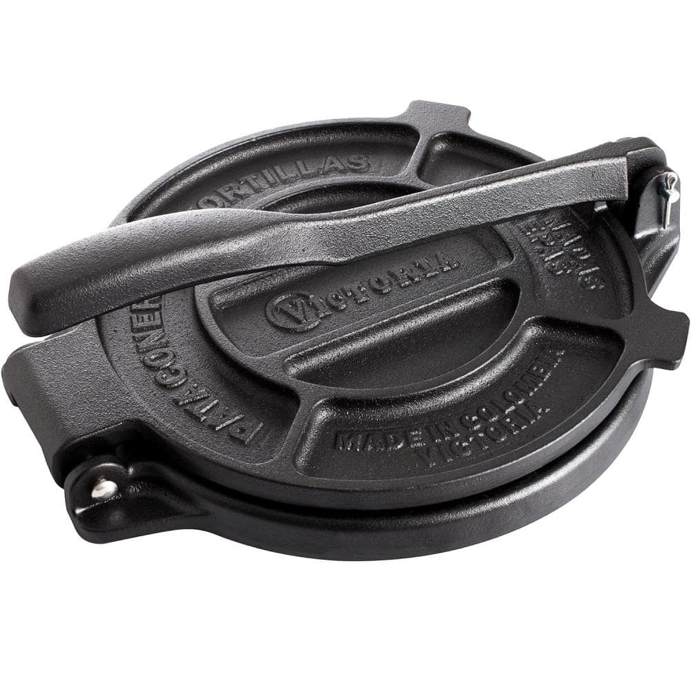 Black Cast Iron Tortilla Press and Roti Maker Made in Colombia, 8 Inches - Hercitys