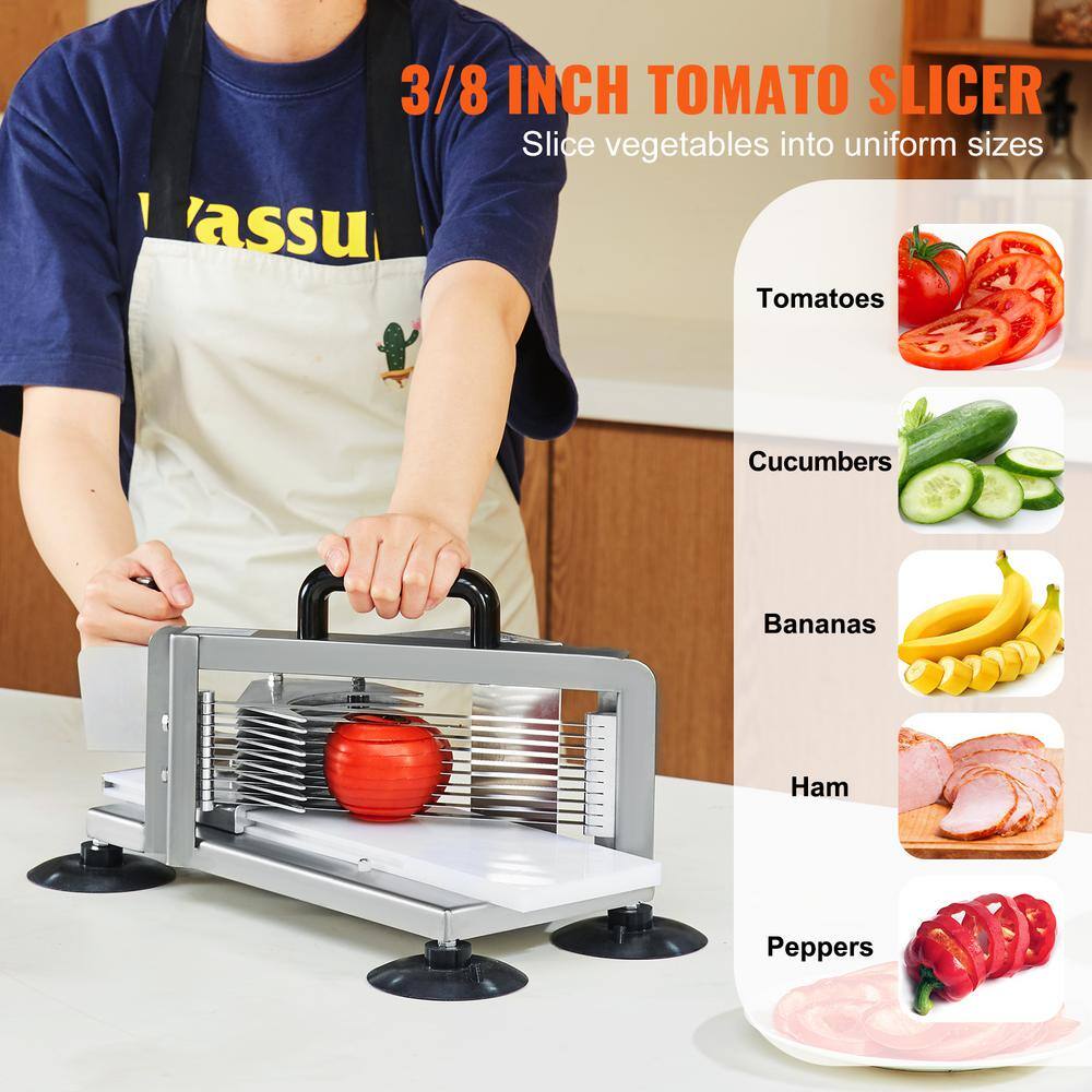 Commercial Tomato Slicer, 3/8 in. Cutter, Stainless Steel, Manual with Non-slip Feet, for Various Fruits and Veggies - Hercitys