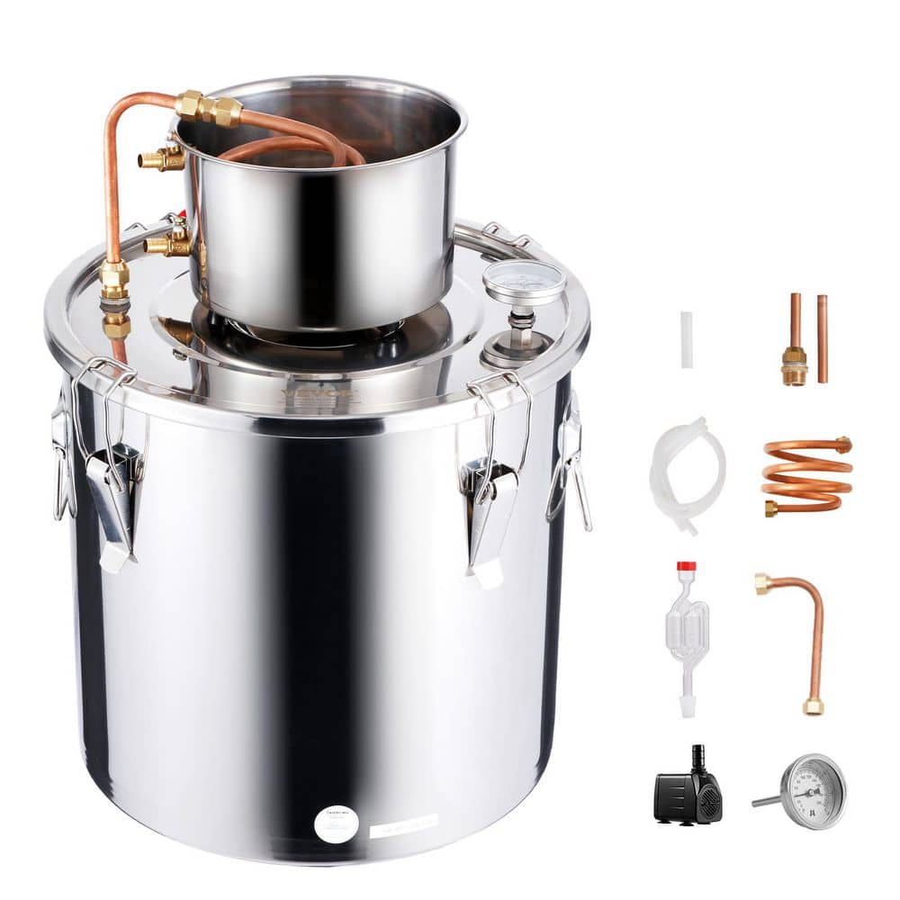 Alcohol Still, 8 Gal. / 30 L Stainless Steel Water Alcohol Distiller, Home Brewing Refining Fermentation Kit, Silver - Hercitys