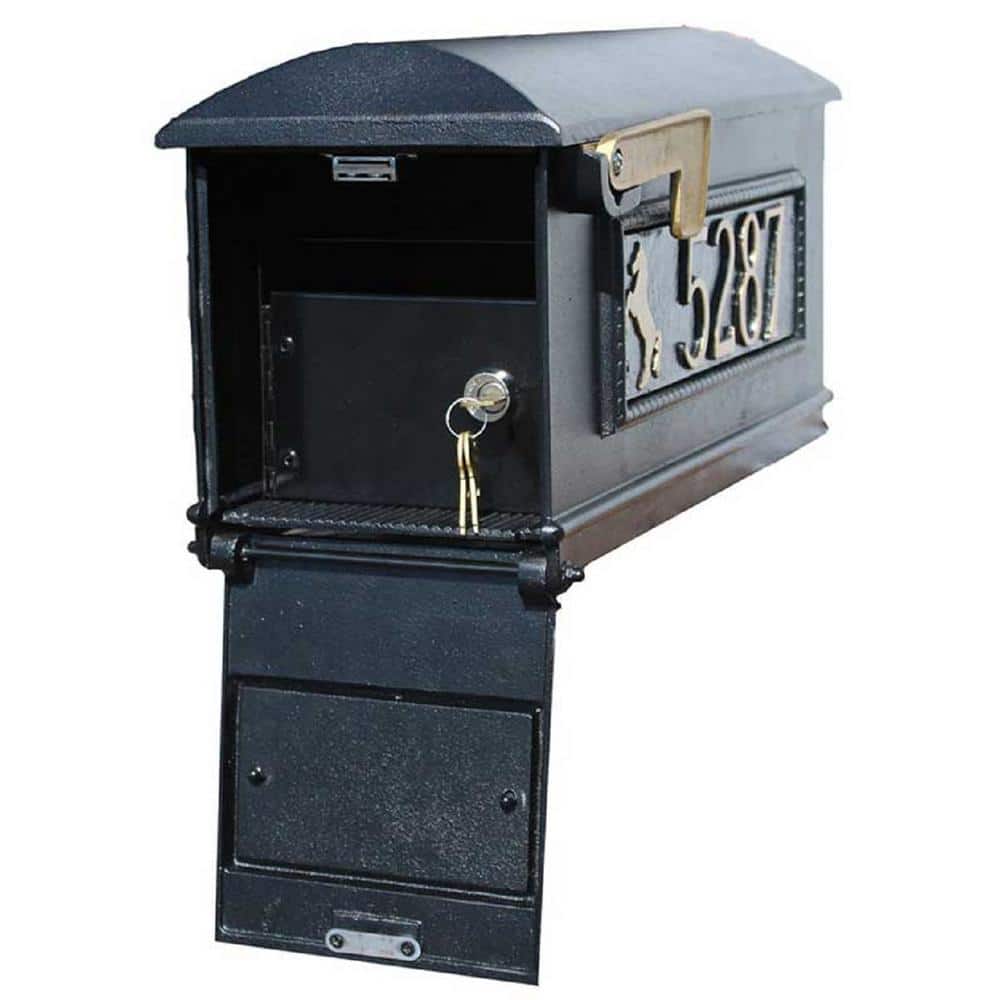 Lewiston Black Post Mount Locking Mailbox Insert - Hercitys
