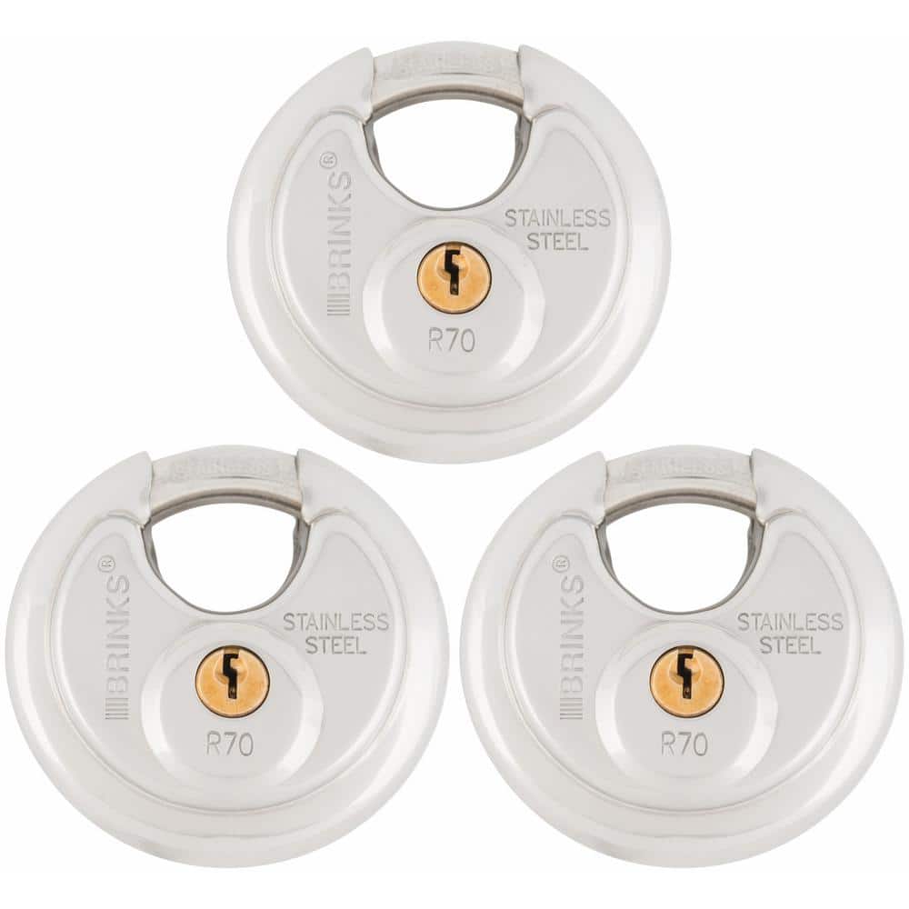 70 mm Stainless Steel Keyed Discus Padlock (3-Pack) - Hercitys