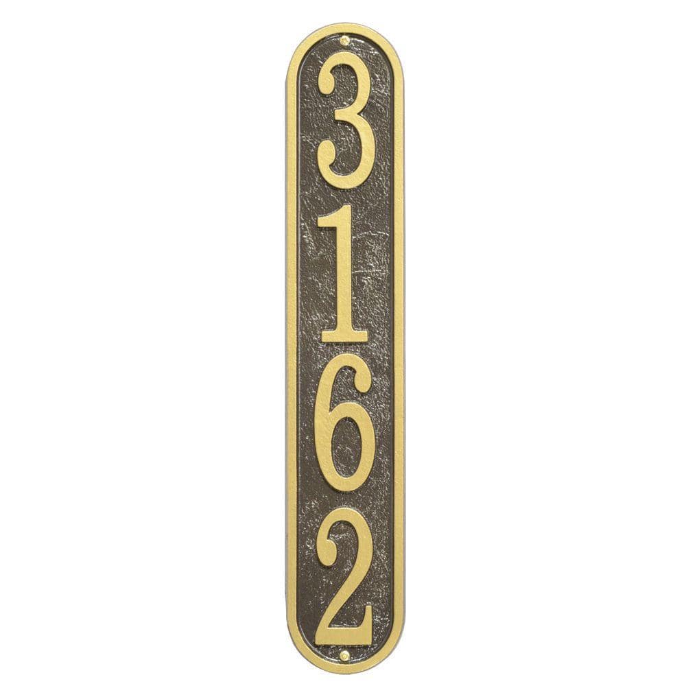Fast and Easy Vertical House Number Plaque, Bronze/Gold - Hercitys