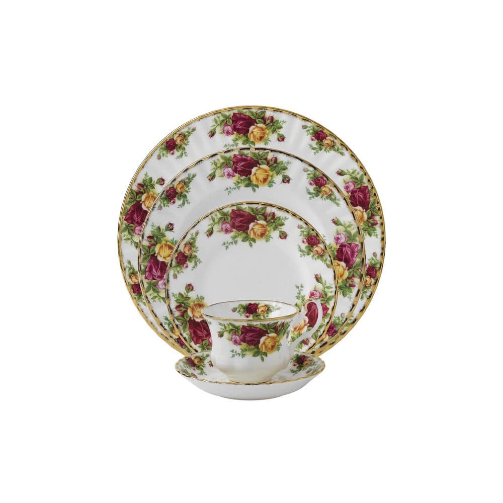 Old Country Roses Bone China 5-Piece Place Setting, Service for 1 - Hercitys