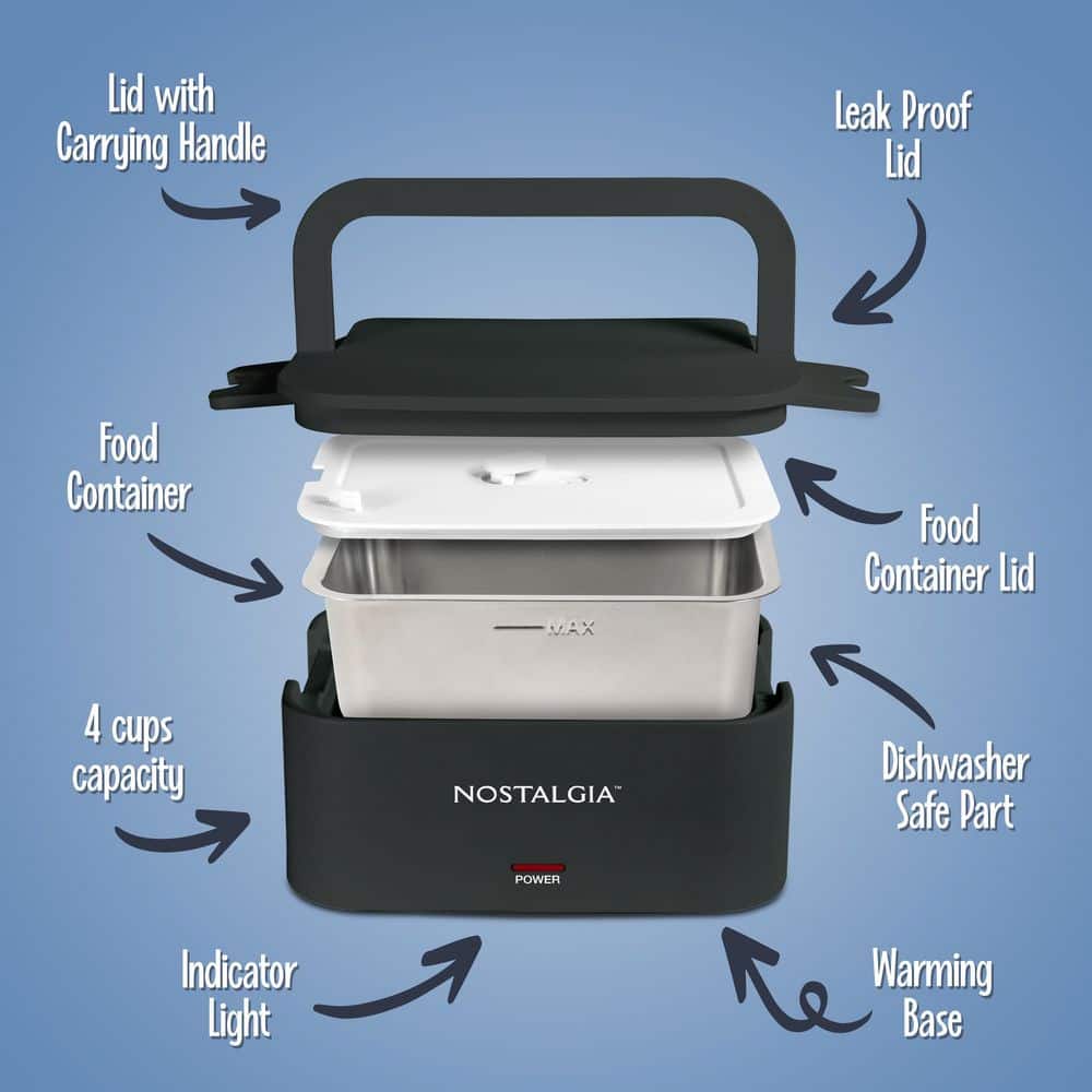 Black 32 oz. Portable Heated Lunch Box - Hercitys