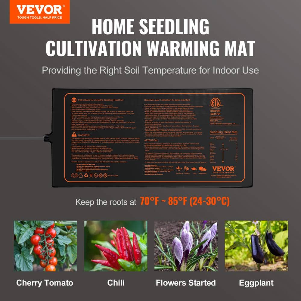Seedling Mat 10 in. x 20.75 in. Heat Mats (2-Pack) MET-Certified Waterproof Heating Pad - Hercitys
