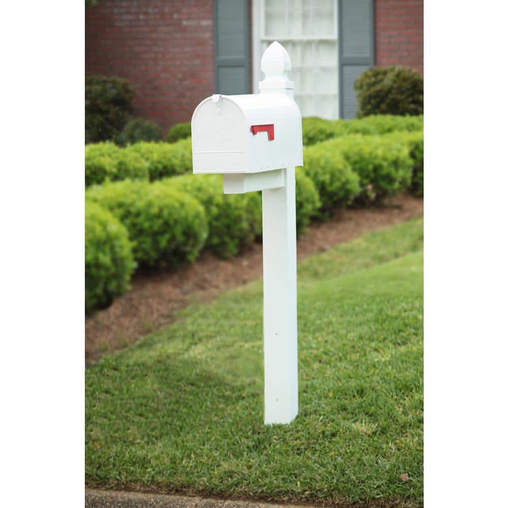 Elite White, Large, Steel, Post Mount Mailbox - Hercitys