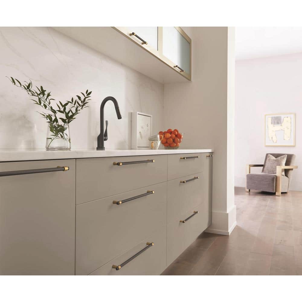 Mergence 8-13/16 in. (224mm) Modern Matte Black/Champagne Bronze Bar Cabinet Pull - Hercitys