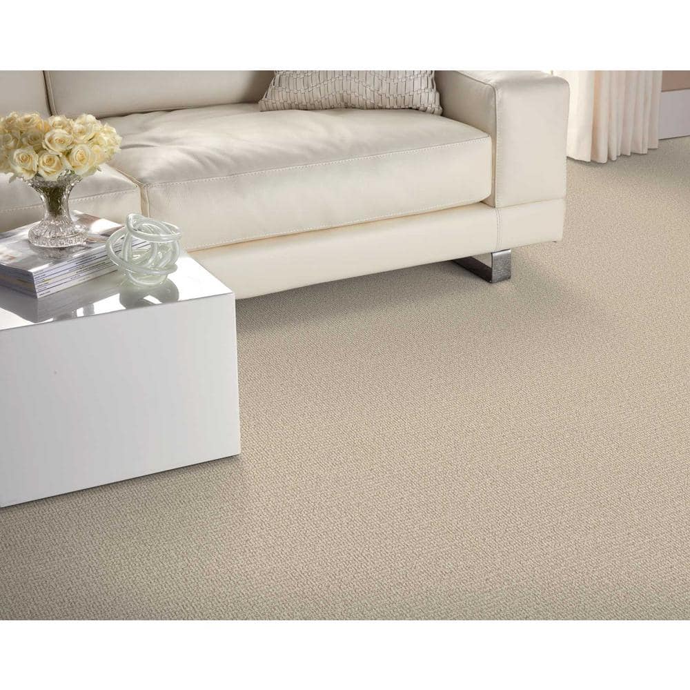 Havasu Natural Beige 12 ft. 32 oz. Wool Loop Installed Carpet - Hercitys