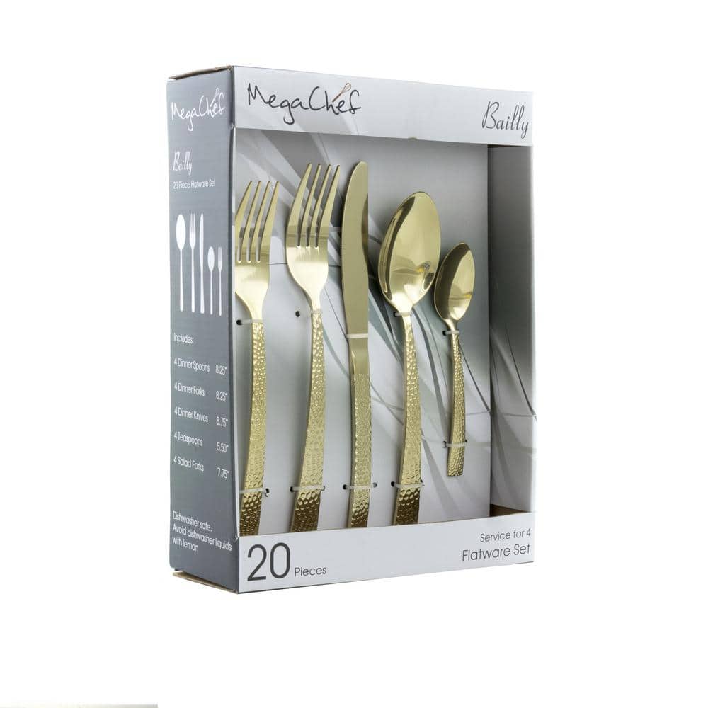Baily 20-Piece Light Gold Stainless Steel Flatware Set (Service for 4) - Hercitys