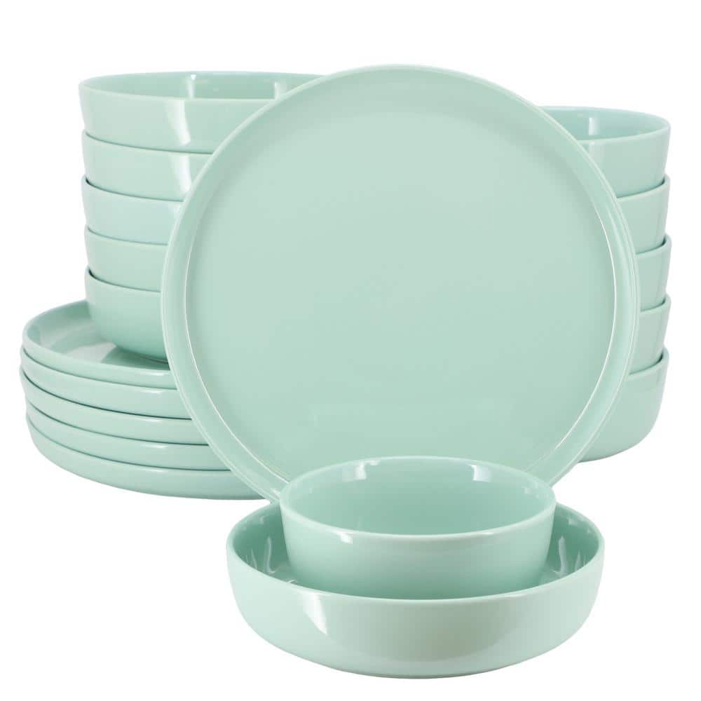 Duncan 18-Piece Porcelain Dinnerware Set in Mint - Hercitys